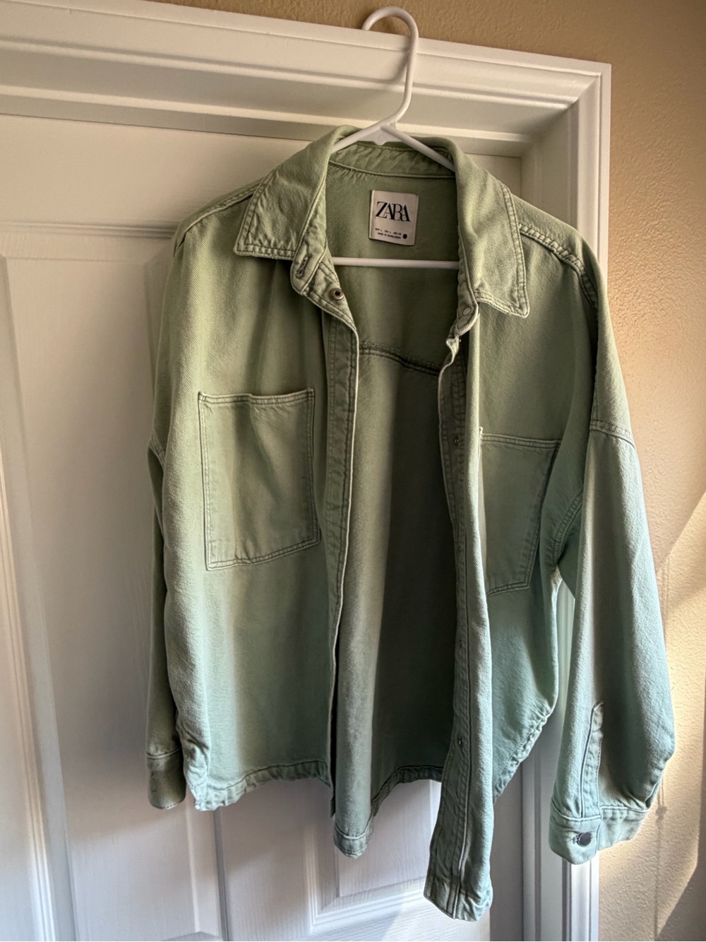 Zara Mint Green Oversized Jean Jacket